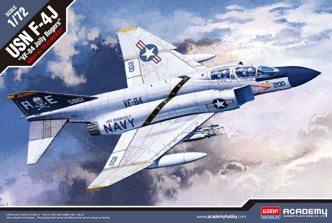 1/72 scale Academy F-4J Phantom II VF-84 Jolly Rogers plastic aircraft model kit