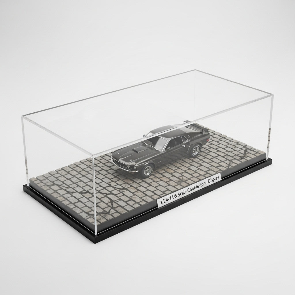 Cobblestone display case for 1/24-1/25 scale model cars and dioramas
