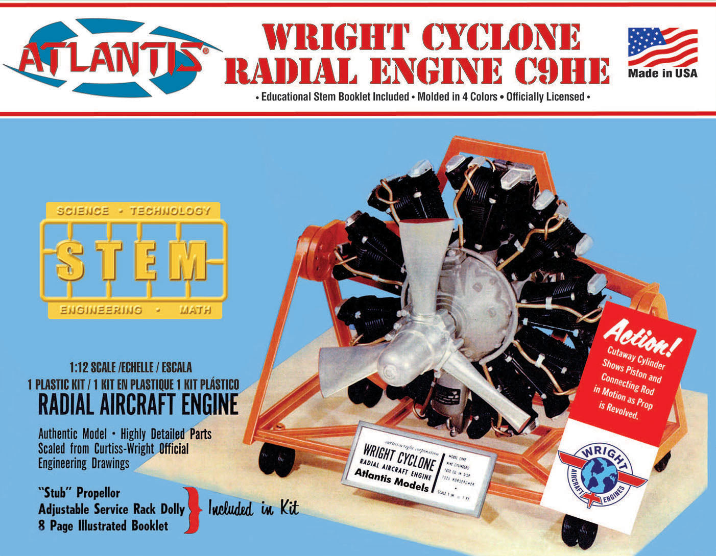 Atlantis 1:12 Wright Cyclone 9 Radial Engine STEM Model Kit