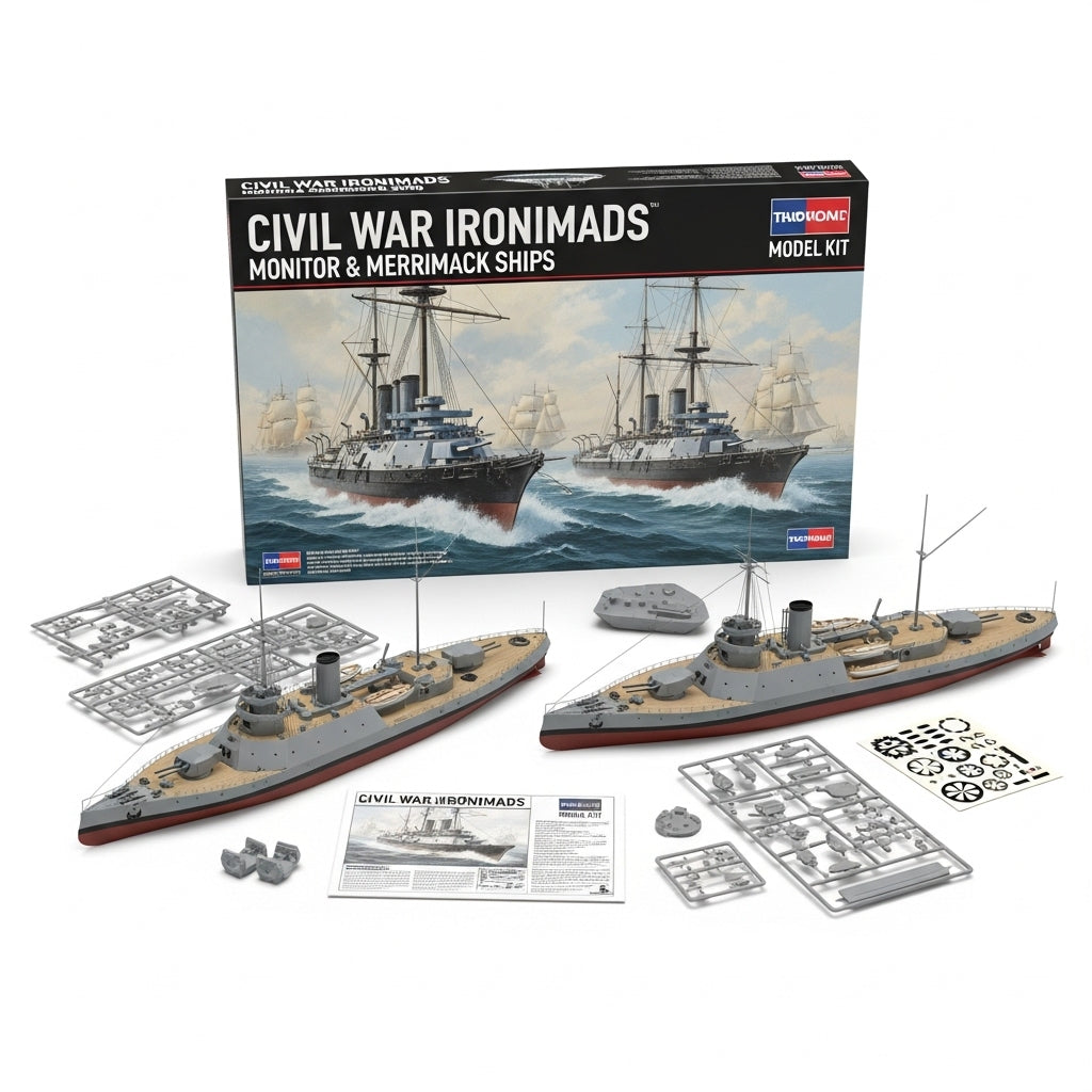 Civil War ironclads model kit, Monitor and Merrimack ships