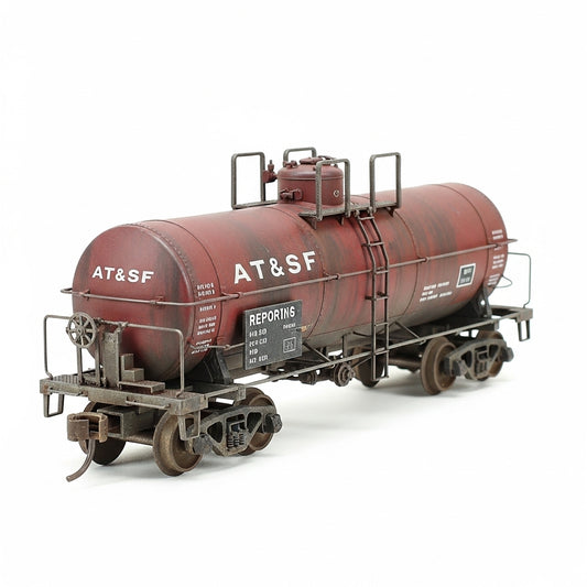 Weathered HO Scale AT&SF gasoline tank car