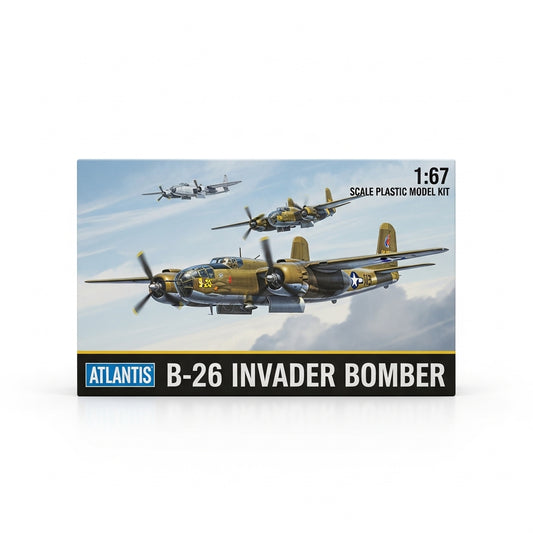 Atlantis B-26 Invader Bomber 1:67 scale plastic model kit