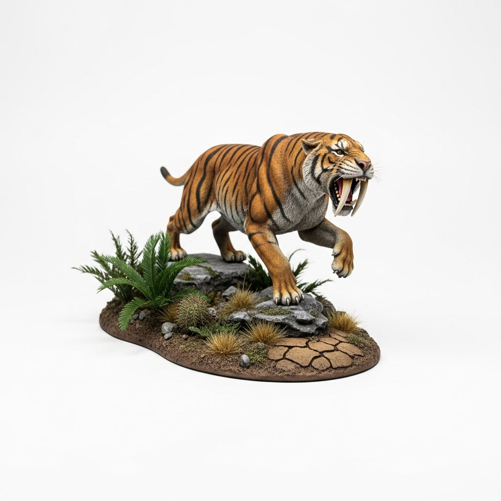 1:13 scale Saber Tooth Tiger model kit, prehistoric scene