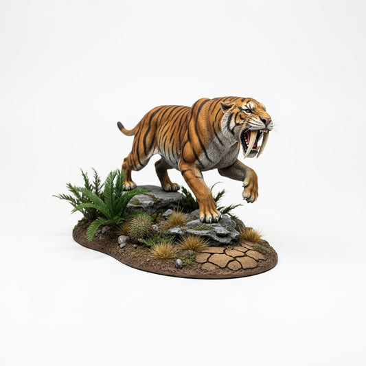 1:13 scale Saber Tooth Tiger model kit, prehistoric scene