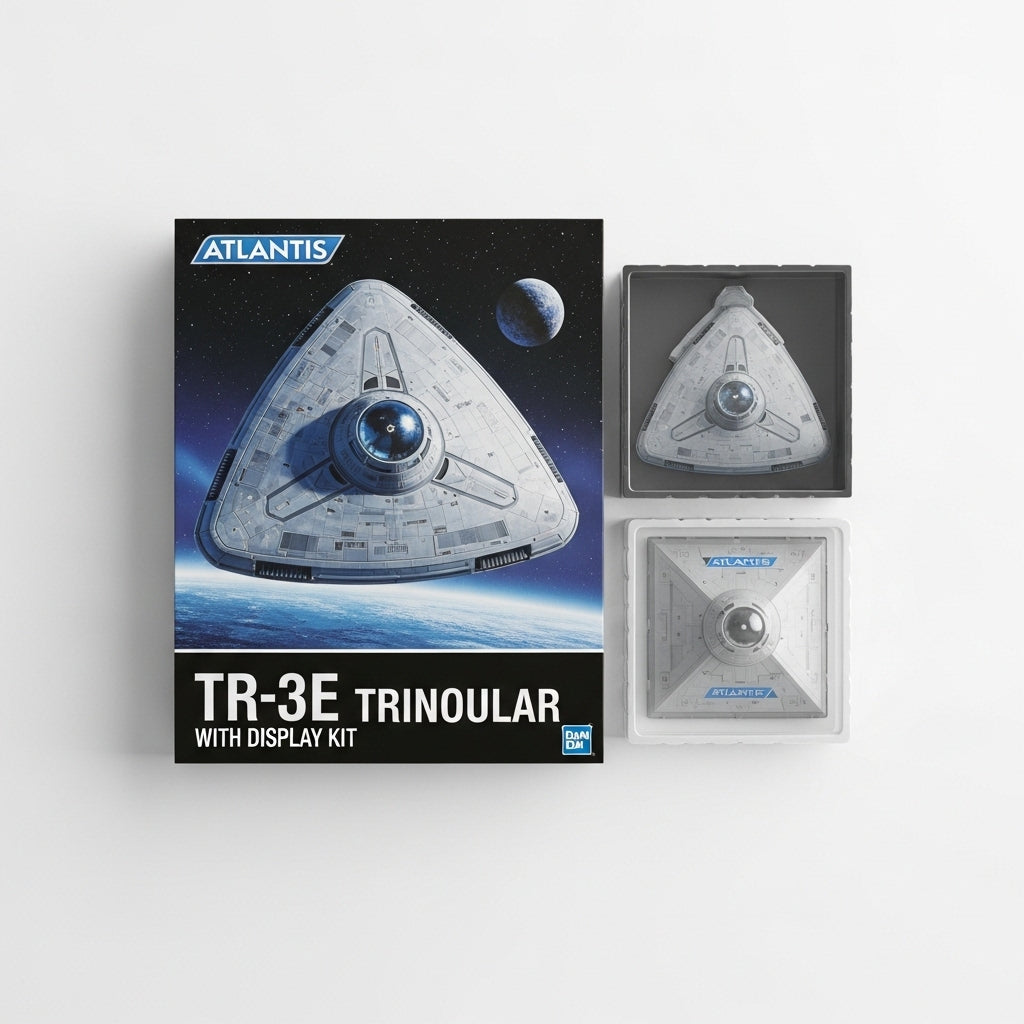 Atlantis TR-3E triangular UFO model kit with display base