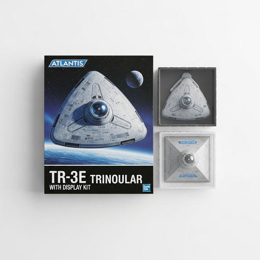 Atlantis TR-3E triangular UFO model kit with display base