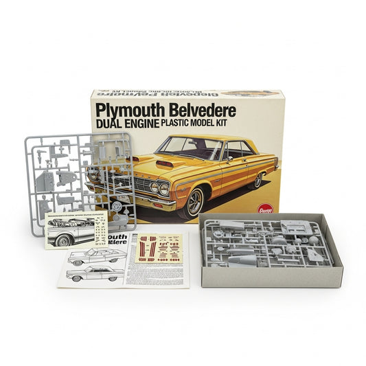 1964 Plymouth Belvedere dual engine plastic model car kit