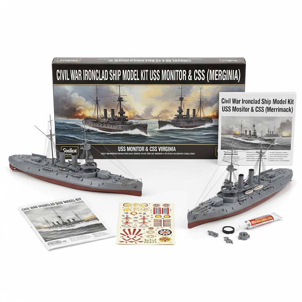 Civil War ironclad ship model kit USS Monitor and CSS Virginia
