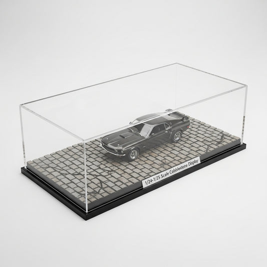 Cobblestone display case for 1/24-1/25 scale model cars and dioramas
