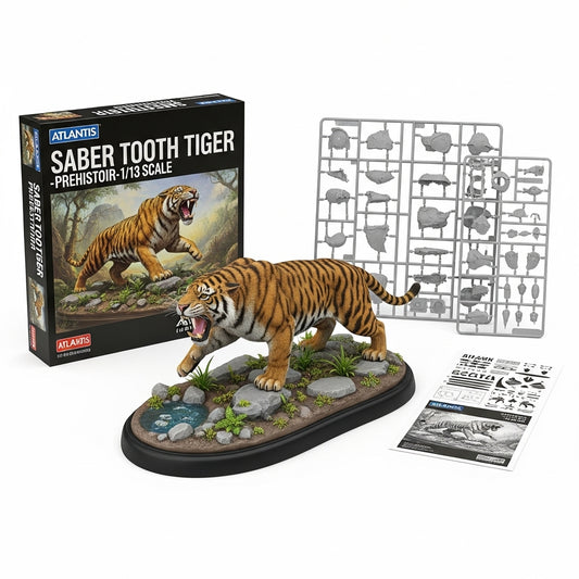 Atlantis Saber Tooth Tiger Model Kit prehistoric scene 1/13 scale